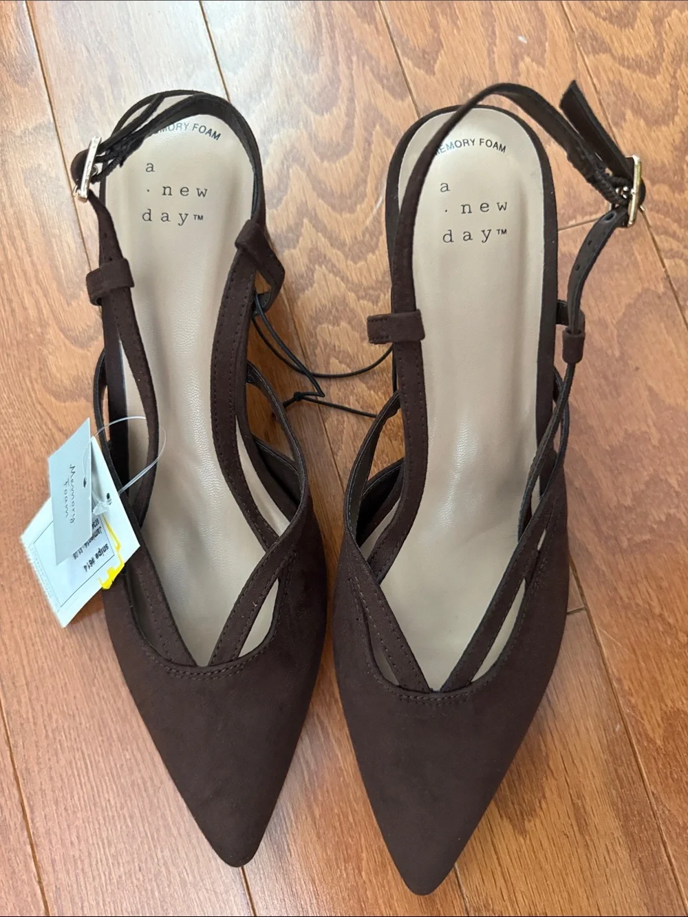 a new day Veera Brown Suede Pointed Slingback Heels 6.5 NWT